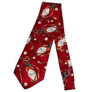VTG Tabasco Hot‎ Sauce Neck Tie Bottle Golf Clubs USA Silk Novelty 55” X 4"